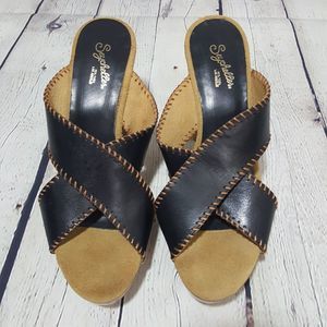 Seychelles Black Platform Sandal Heels 11